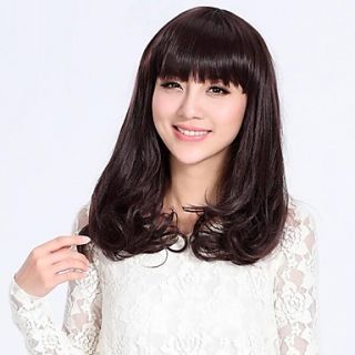 Fashion Hair Neat Bang Chestnut Pear Flower Volume Of Long Hair Wigs