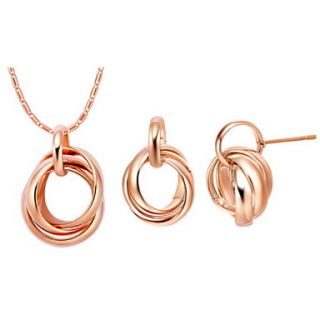 Fashion Silver Plated Silver Locked Circles Womens Jewelry Set(Including Necklace,Earrings)(Gold,Silver)