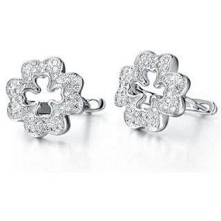 Stylish Silver Plated Silver With Cubic Zirconia Flower Cut Shape Womens Earring