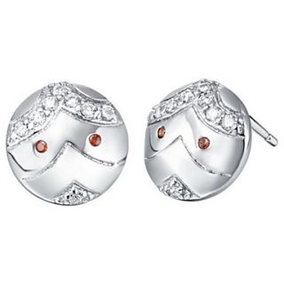 Special Silver Plated Silver With Red Cubic Zirconia Eye Face Womens Earring