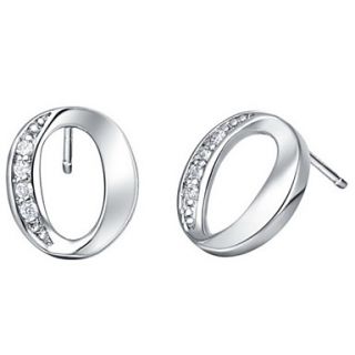 Stylish Silver Plated Silver With Cubic Zirconia Oval Cut Womens Earring