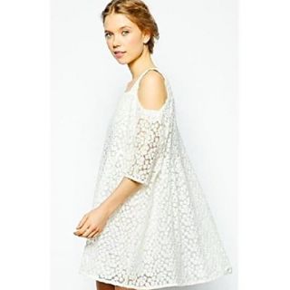 Womens Of The Shoulder Lace Loose Dress