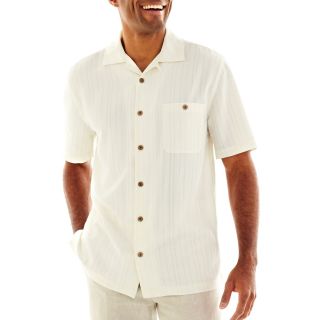 Island Shores Tropical Tonal Plaid Shirt, White, Mens