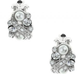 Womens Nina Flo   Rhodium/Clear Crystal/Glass Pearl Earrings