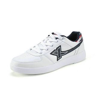 Xtep Mens White Microfiber Synthetic Leather Synthetic Leather Skate Shoes
