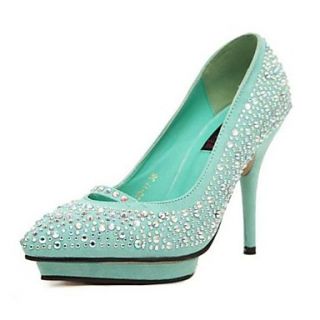 Suede Womens Stiletto Heel Platform Pointed Toe Pumps/Heels with Rhinestone Shoes (More Colors)