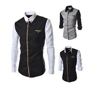 Spring New Design Mens Casual Long Sleeved Shirt Sleeve Stitching