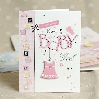 Pink Side Fold Greeting Card for Baby Shower
