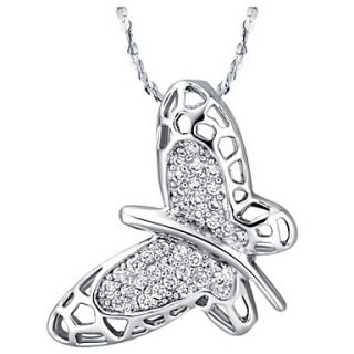 Elegant Butterfly Shape Silvery Alloy Womens Necklace(1 Pc)(Purple,White)