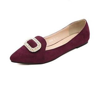 Suede Womens Flat Heel Pointed Toe Flats with Rhinestone Shoes (More Colors)