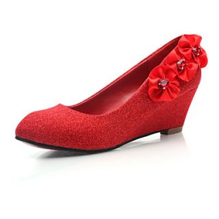 Sparkling Glitter Womens Wedding Wedge Heel Heels Pumps/Heels Shoes With Flower