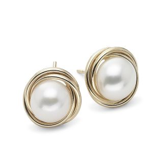 Cultured Freshwater Pearl Earrings 10K Gold, Womens