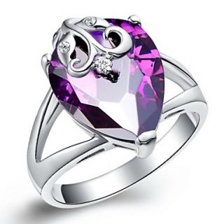 Elegant Sliver With Cubic Zirconia Tear Womens Ring(Purple,Blue)(1 Pc)