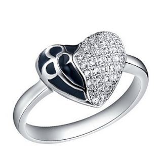 Sweet Sliver With Cubic Zirconia Heart Womens Ring(1 Pc)