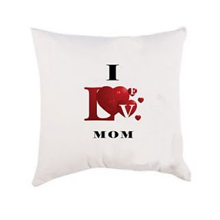 I Love MOM Cotton Pillow Case for Mothers Day (Pillow not Included)