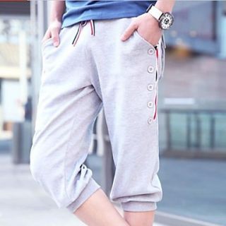Mens Fashion Casual Short Hypotenuse Button Design Sweatpants