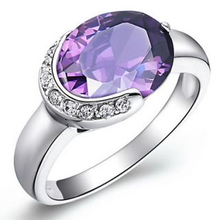 Vintage Style Sliver With Cubic Zirconia Oval Womens Ring(Purple,Blue)(1 Pc)