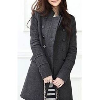 Womens Stand Collar Double breasted Trench Coat