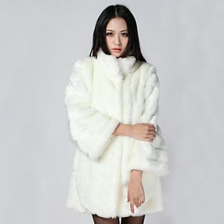 Long Sleeve Standing Faux Fur Party/Casual Coat