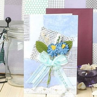 Blue Vertical Side Fold Greeting Card with Flower