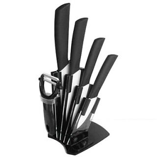 Ceramic Knife Sets, Set of 6, 4pcs Knives and 1pc Holder and 1pc Peeler