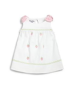 Hartstrings Infants Two Piece Embroidered Dress & Diaper Cover Set   White