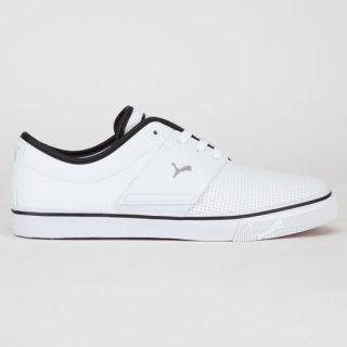 El Ace Leather Mens Shoes White/Black/Metallic Silv In Sizes 12, 9, 8.5, 1