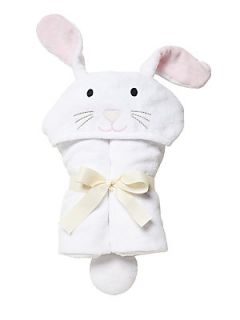 Elegant Baby Bunny Hooded Bath Wrap   White