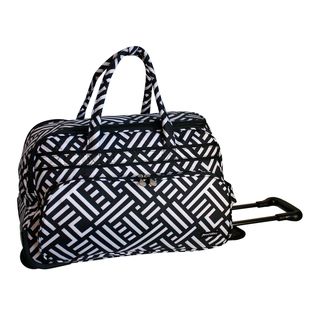 Jenni Chan Signature Black White 20 inch Soft Carry On Upright Duffel Bag (Black/ whiteWeight 4.25 pounds2 zipper front pockets5 internal pockets Multiple interior pocket and unique organizer Telescoping handleTop, side and bottom handleStrap handle with