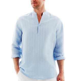 The Havanera Co. Long Sleeve Popover Shirt, Blue, Mens