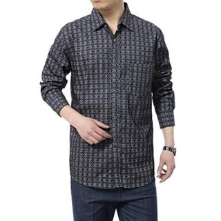 Mens Handsome Pure Long Sleeve Polyester Shirt