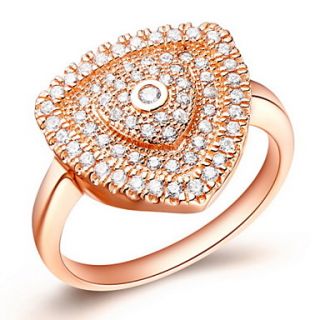 Classical Sliver Or Gold With Cubic Zirconia Irregular Trangle Womens Ring(1 Pc)