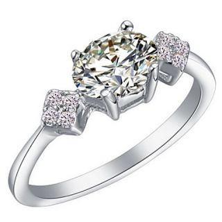 Fashionable Sliver With Cubic Zirconia Round Womens Ring(1 Pc)