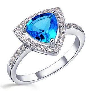 Classical Sliver With Cubic Zirconia Irregular Triangle Womens Ring(Blue,Red,Purple)(1 Pc)