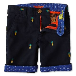TED BAKER Baker by Pineapple Pattern Twill Shorts   Boys 2 6, Rich Navy, Boys