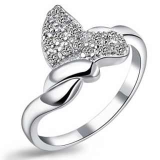 Fashionable Sliver Clear With Cubic Zirconia Knot Womens Ring(1 Pc)