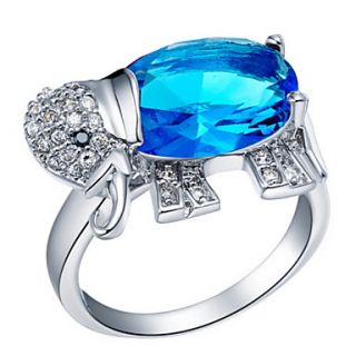 Fashionable Sliver With Cubic Zirconia Oval Womens Ring(Blue,Red,Purple)(1 Pc)