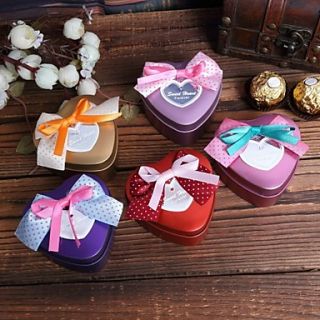 Romantic Heart shaped Favor Tins Bow   Set of 12 (More Colors)