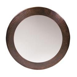 Hammered Copper Round Mirror