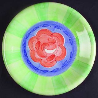 Bob Mackie Bom1 Salad Plate, Fine China Dinnerware   Green Stripes, Multicolored