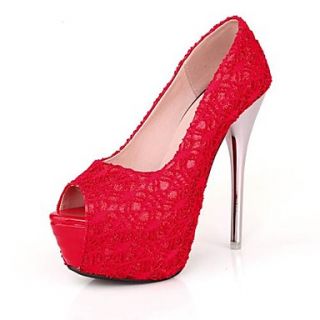 Lace Womens Stiletto Heel Platform Peep Toe Heels Shoes (More Colors)