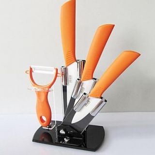 5 Pieces Ceramic Knife Set with Knife Holder, 3 Paring Knife 4 Utility Knife 5 Chef Knife and Peeler with Acryl Holder