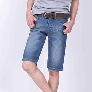 Mens Summer Casual Mid Length Jeans Denim Shorts(Belt Not Included)