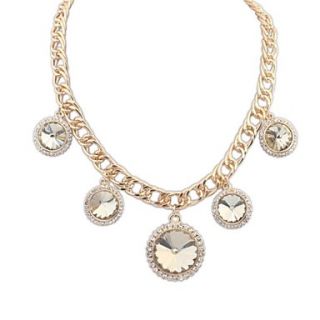 Womens European Elegant (Round) Rhinestone Alloy Thick Chain Statement Necklace(More Color) (1 pc)
