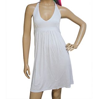 Womens White Halter Beach Dress