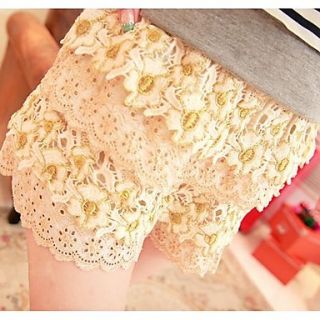 Womens Fashion Crochet Lace Embroidery Layer Cake Short