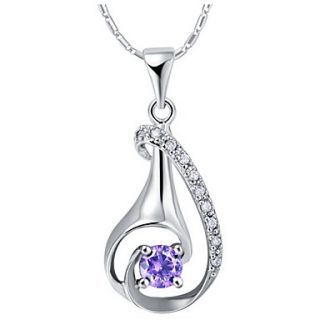 Fashion Water Drop Shape Alloy Womens Necklace(1 Pc)(Purple,White)