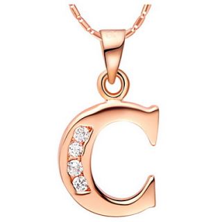 Fashion C Logo Alloy Womens Necklace With Rhinestone(1 Pc)(Gold,Silvery)