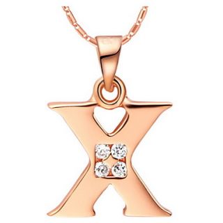 Fashion X Logo Alloy Womens Necklace With Rhinestone(1 Pc)(Gold,Silvery)