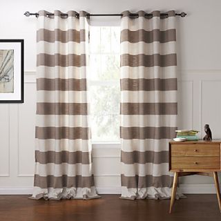 (One Pair) Modern Classic Light Brown Plaid Eco friendly Curtain